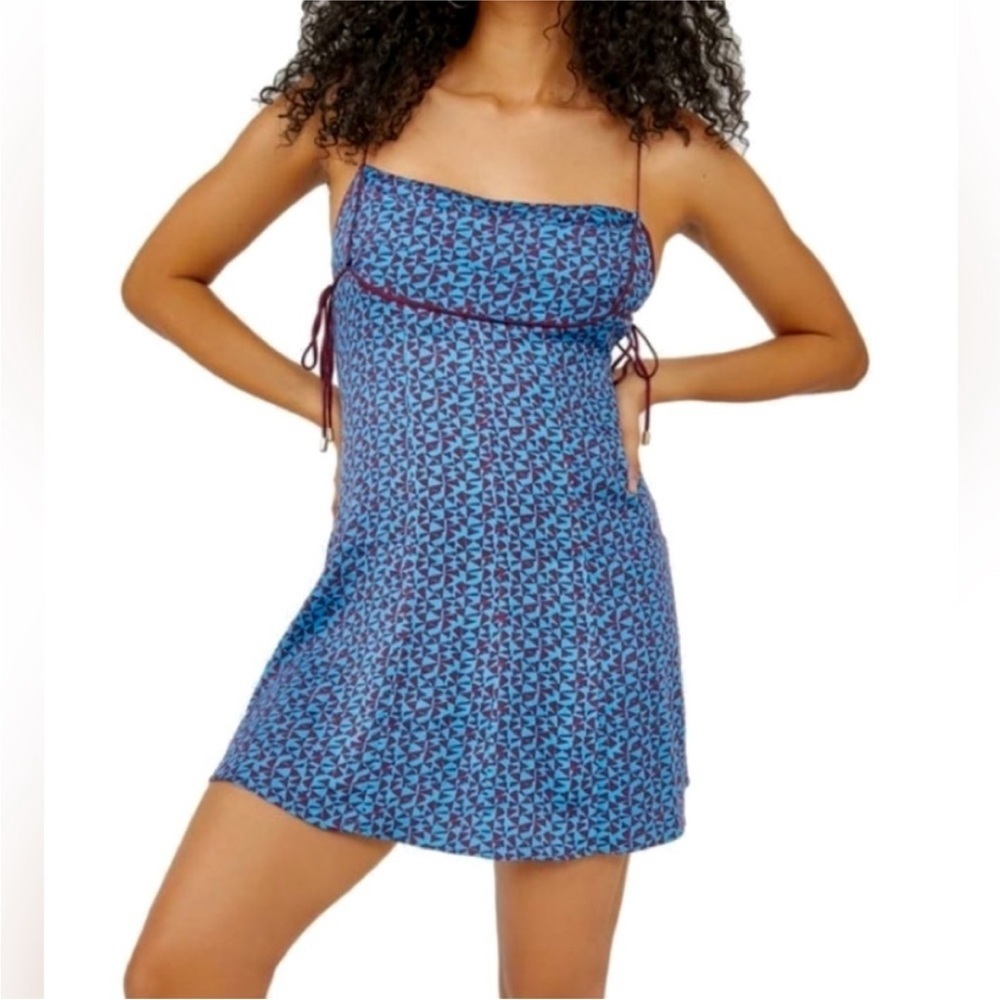 NWOT Free People Kai Print Tie Strap Minidress, Large